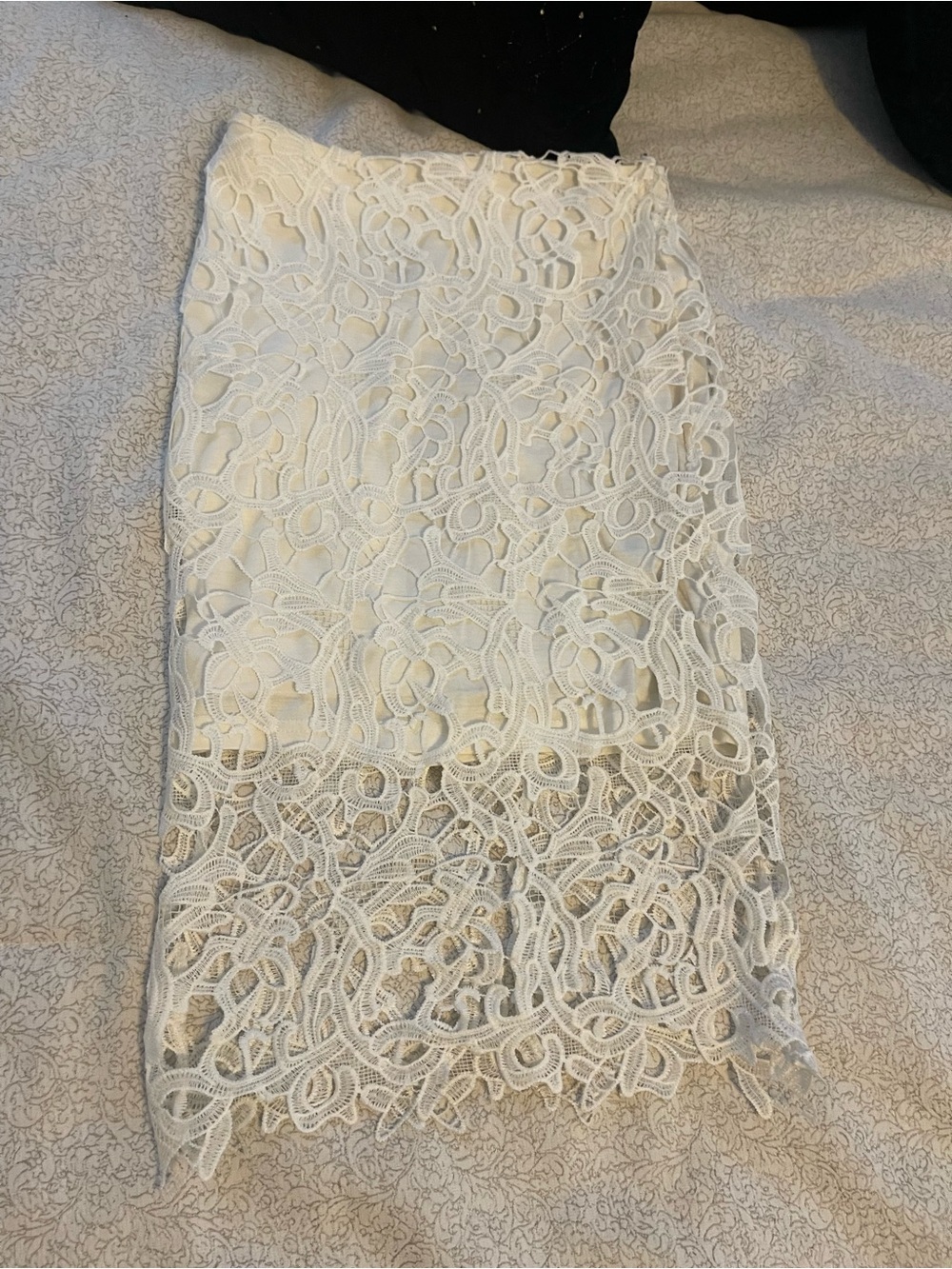 ANGL White Vine Crochet Lace Pencil Skirt
